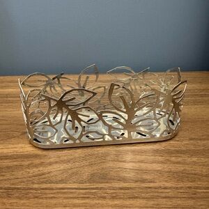 B&BW - Silver Leaf Design Small 3 Candle Holder - Decorative Tray